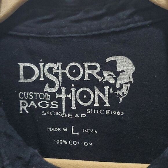 Distortion Mens Black Polo, Size Large - Picture 2 of 5